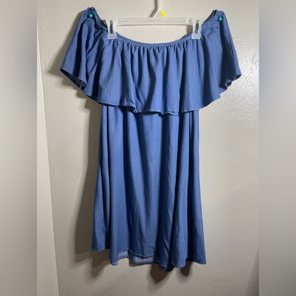 Blue off the shoulder dress